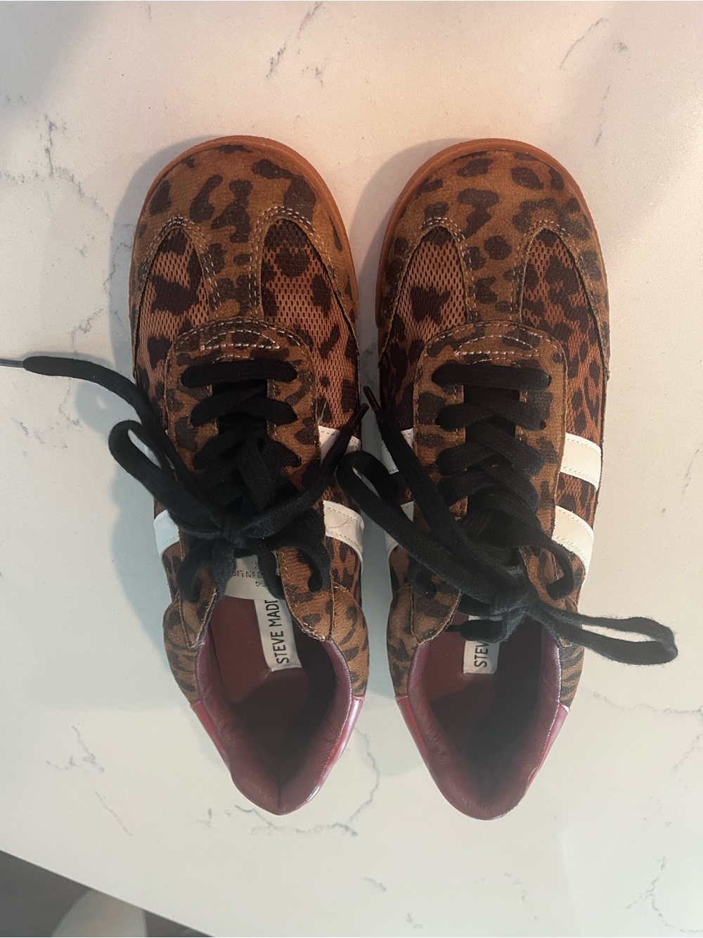 Steve Madden Kids Leopard Print Sneakers with White Stripes